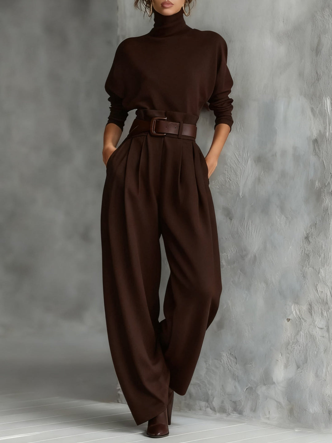 DELACROIX | Ensemble Col Roulé et Pantalon Droit Cyrielle