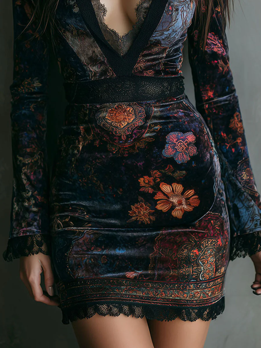 DELACROIX | ROBE MINI EN VELOURS À DÉCOLLETÉ PROFOND