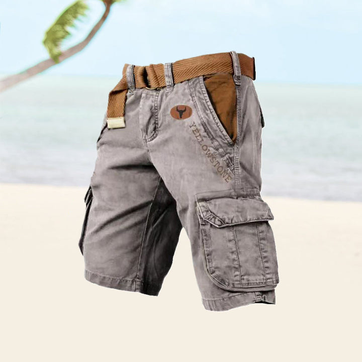 Short cargo homme d’été à poches multiples et ceinture
