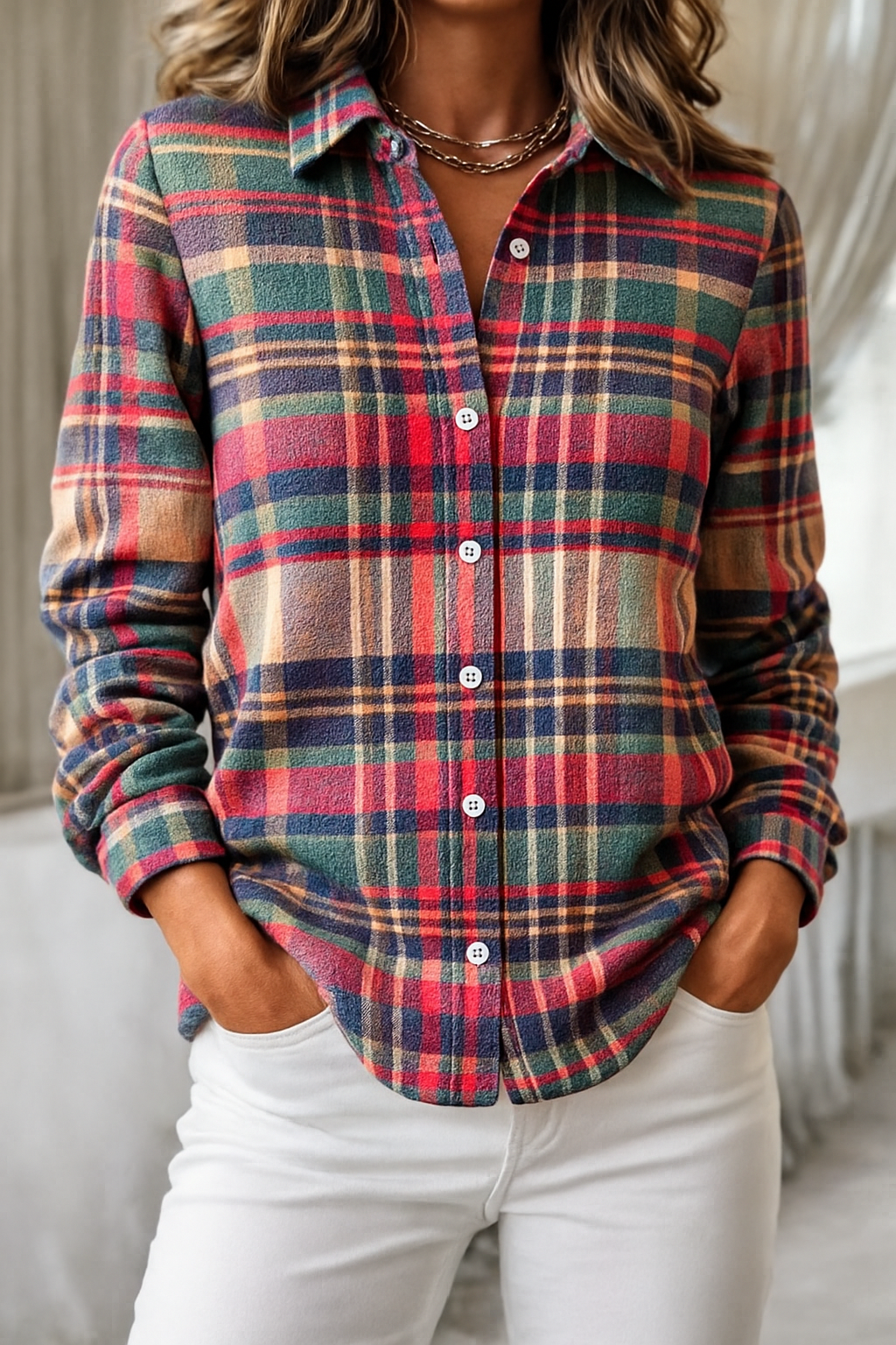 Blouse femme à carreaux en flanelle | Chaude &amp; festive