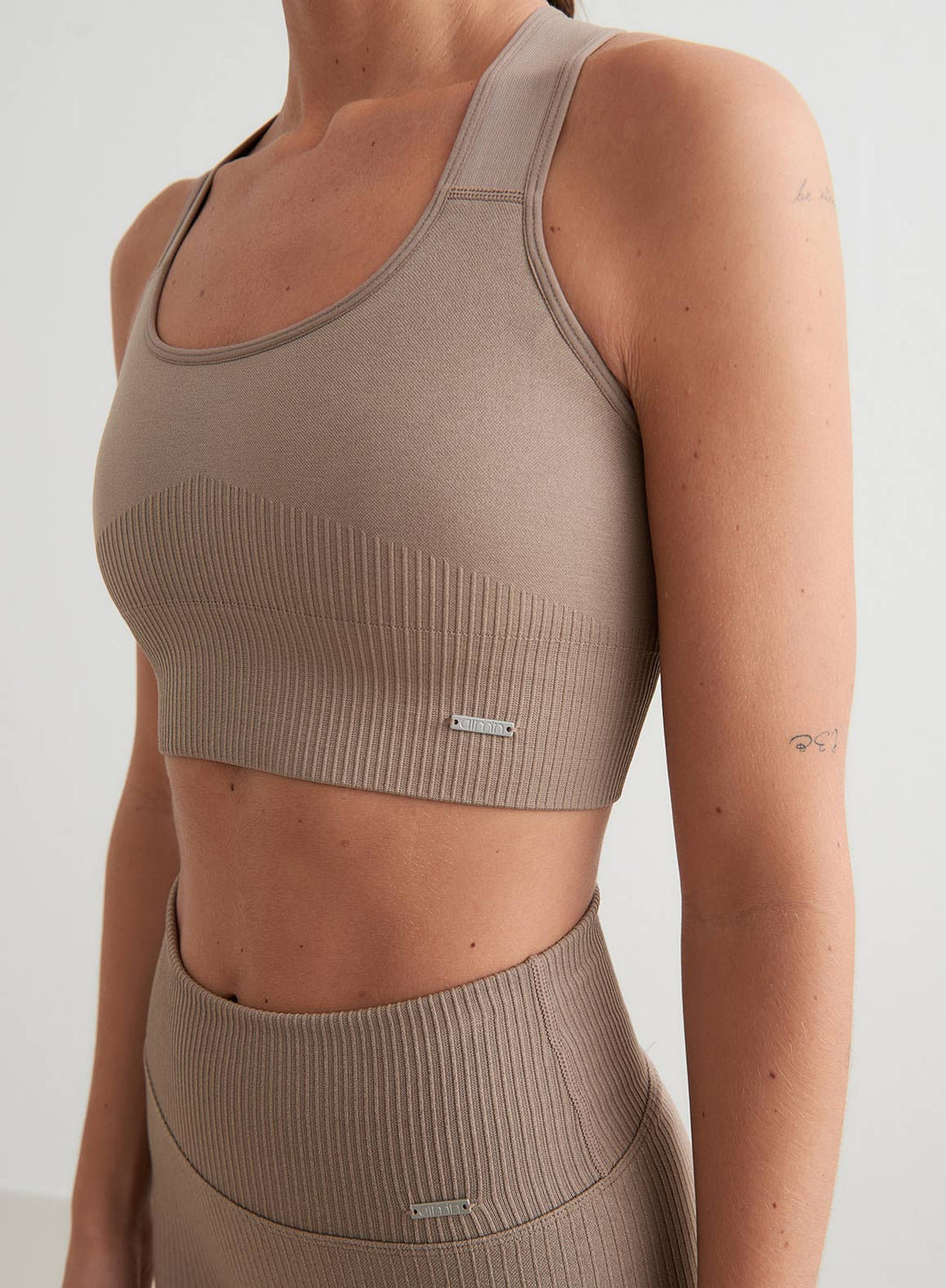 Brassière sport femme maintien élevé côtelée extensible entraînement fitness