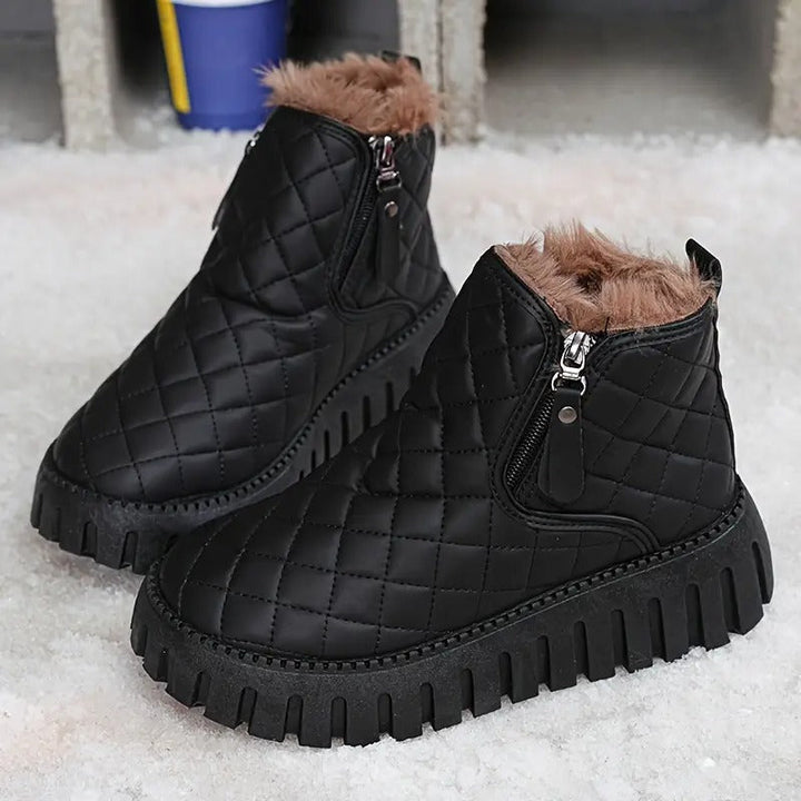 Bottes d’Hiver Femme en Cuir – Confort et Stabilité