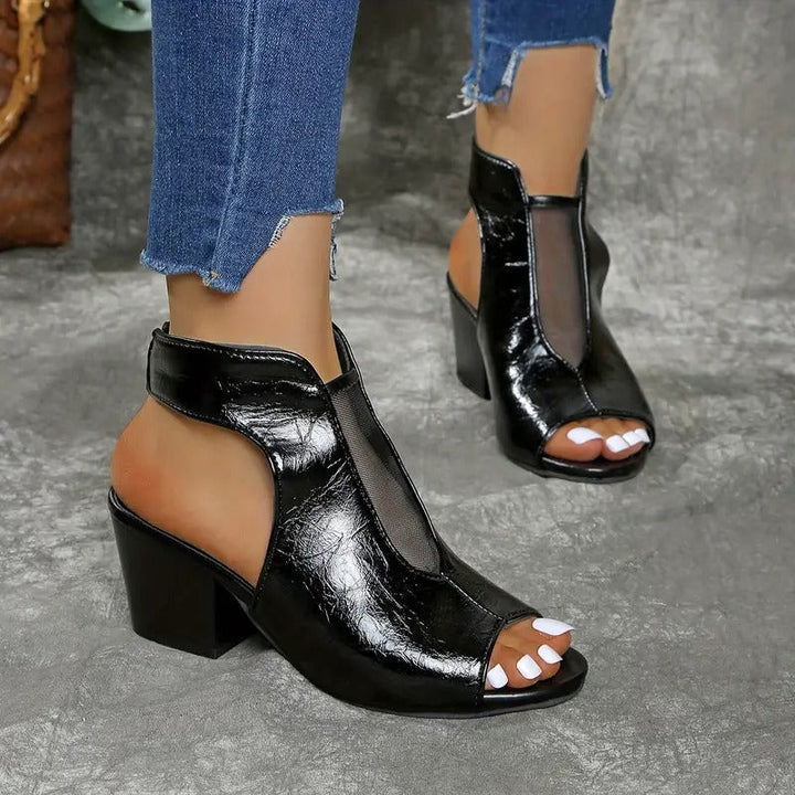 Sandales femme à talon compensé avec bout ouvert