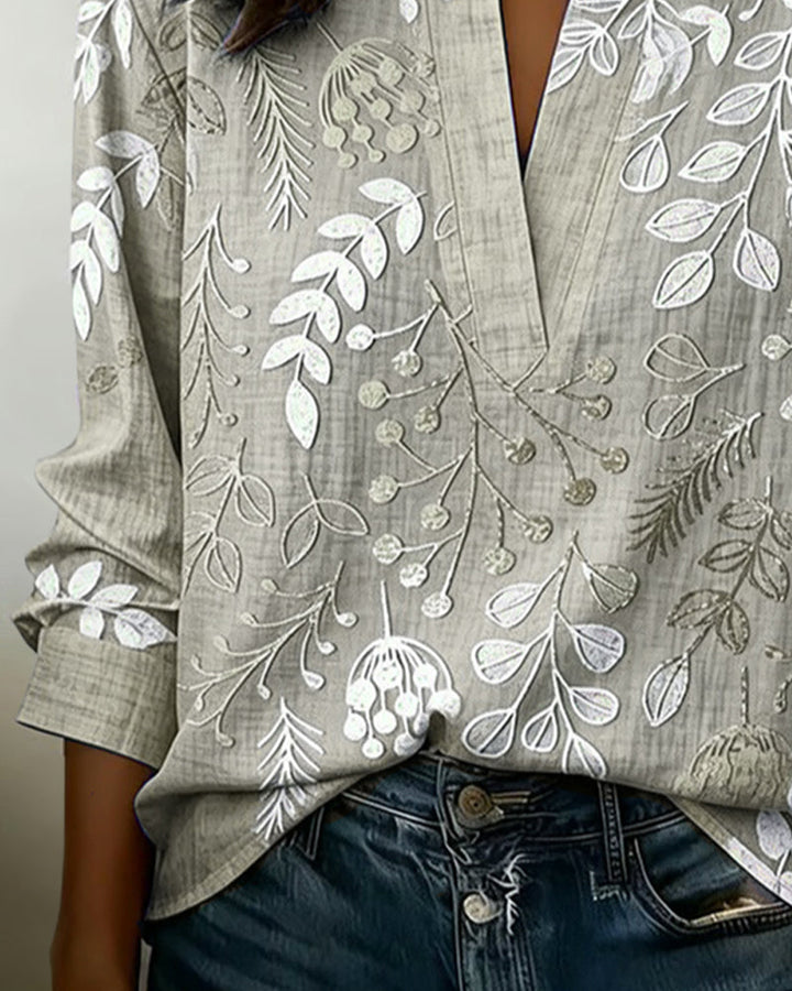 Chemisier Femme Imprimé Floral Col V Coupe Fluide Élégante