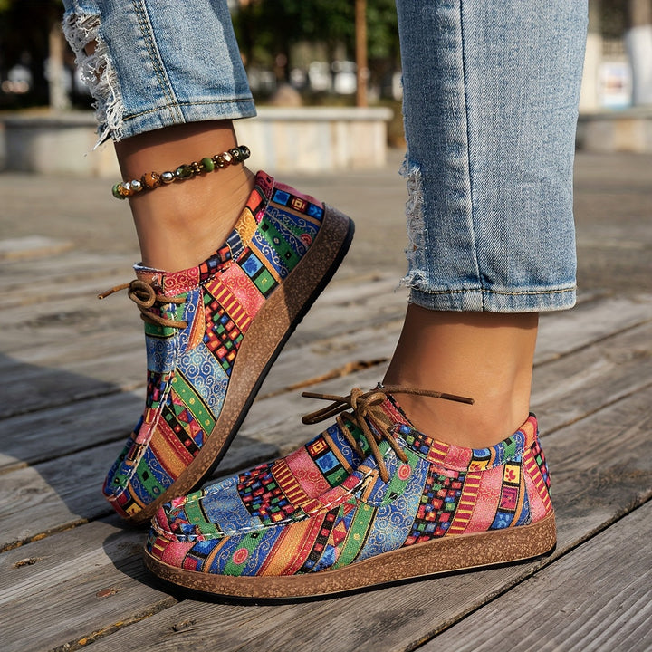 Baskets femme patchwork à lacets pour confort quotidien