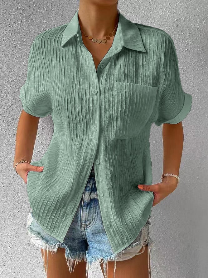 Chemise Femme Légère Col Classique Boutonnée Coupe Décontractée