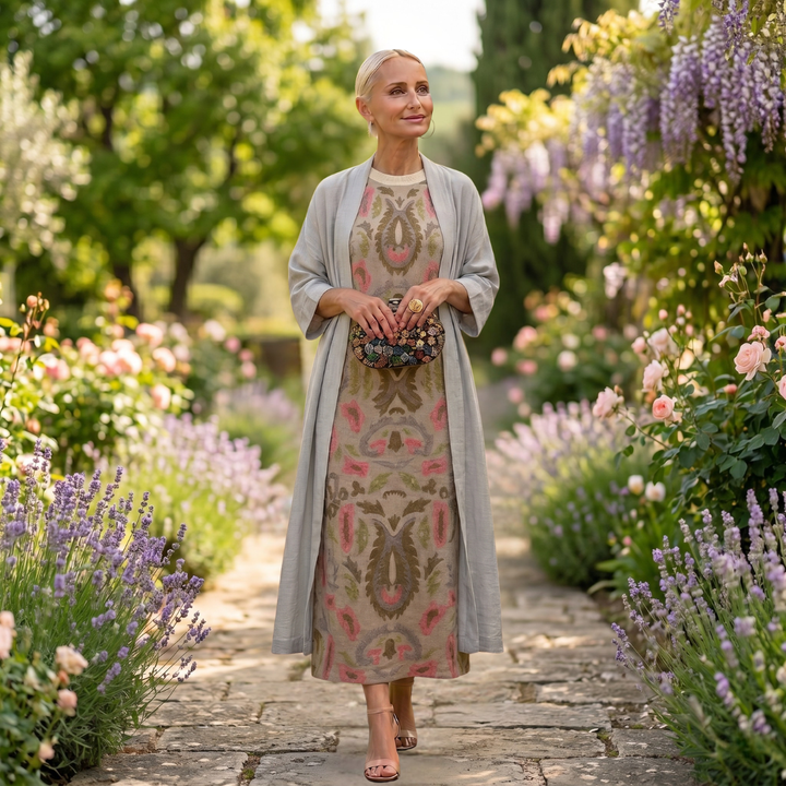 Ensemble femme robe longue avec veste assortie