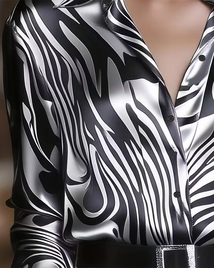 Chemise femme imprimée col V | Élégante &amp; confortable