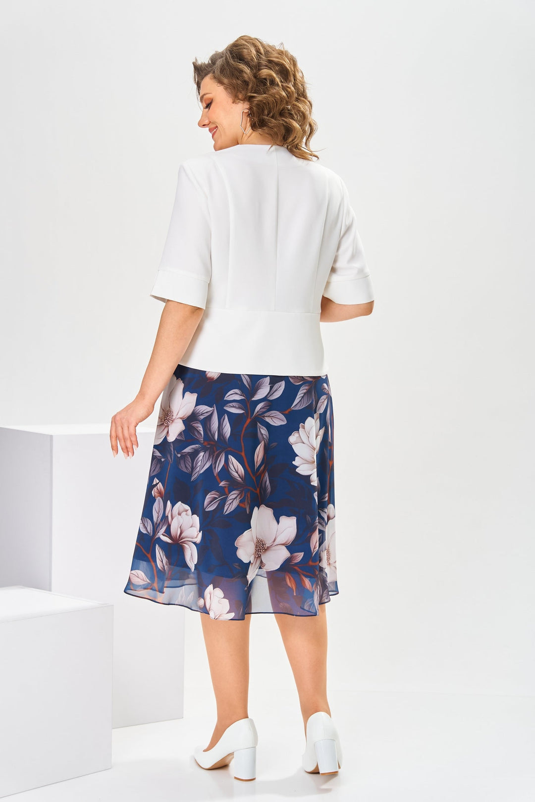 Robe femme midi fluide coton soie imprimé floral manches courtes – élégante