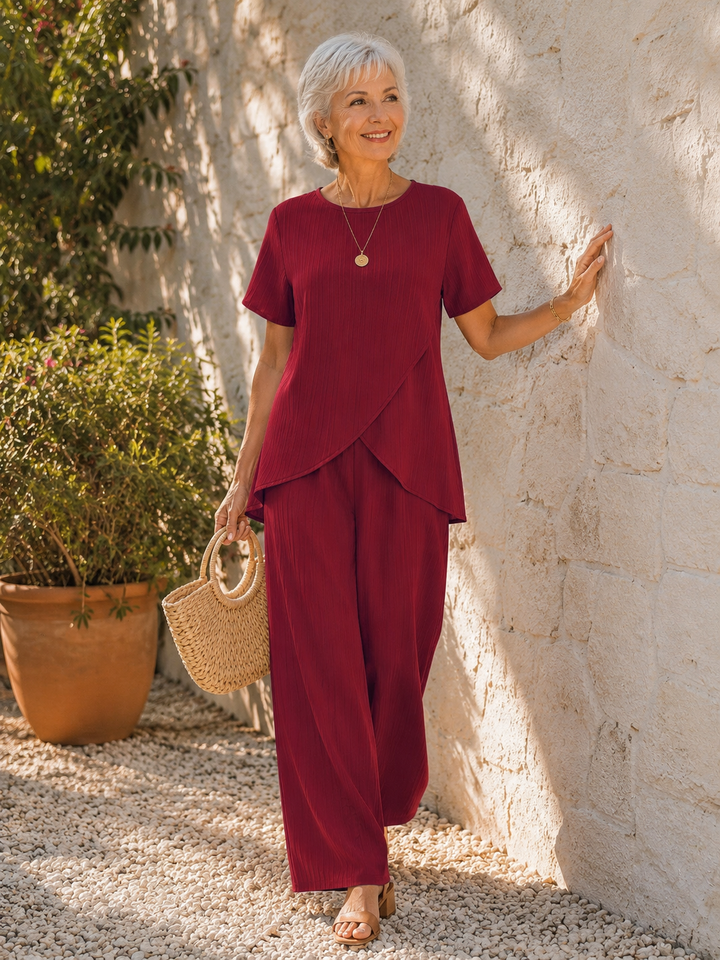 Ensemble Femme Élégant et Fluide avec Pantalon Large