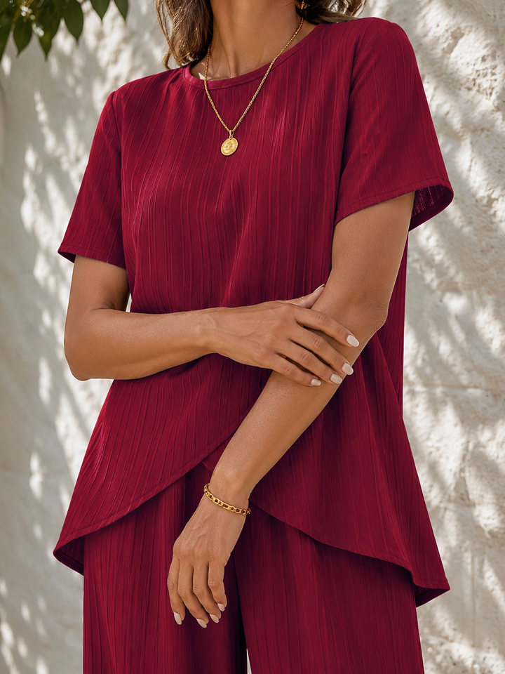 Ensemble Femme Élégant et Fluide avec Pantalon Large