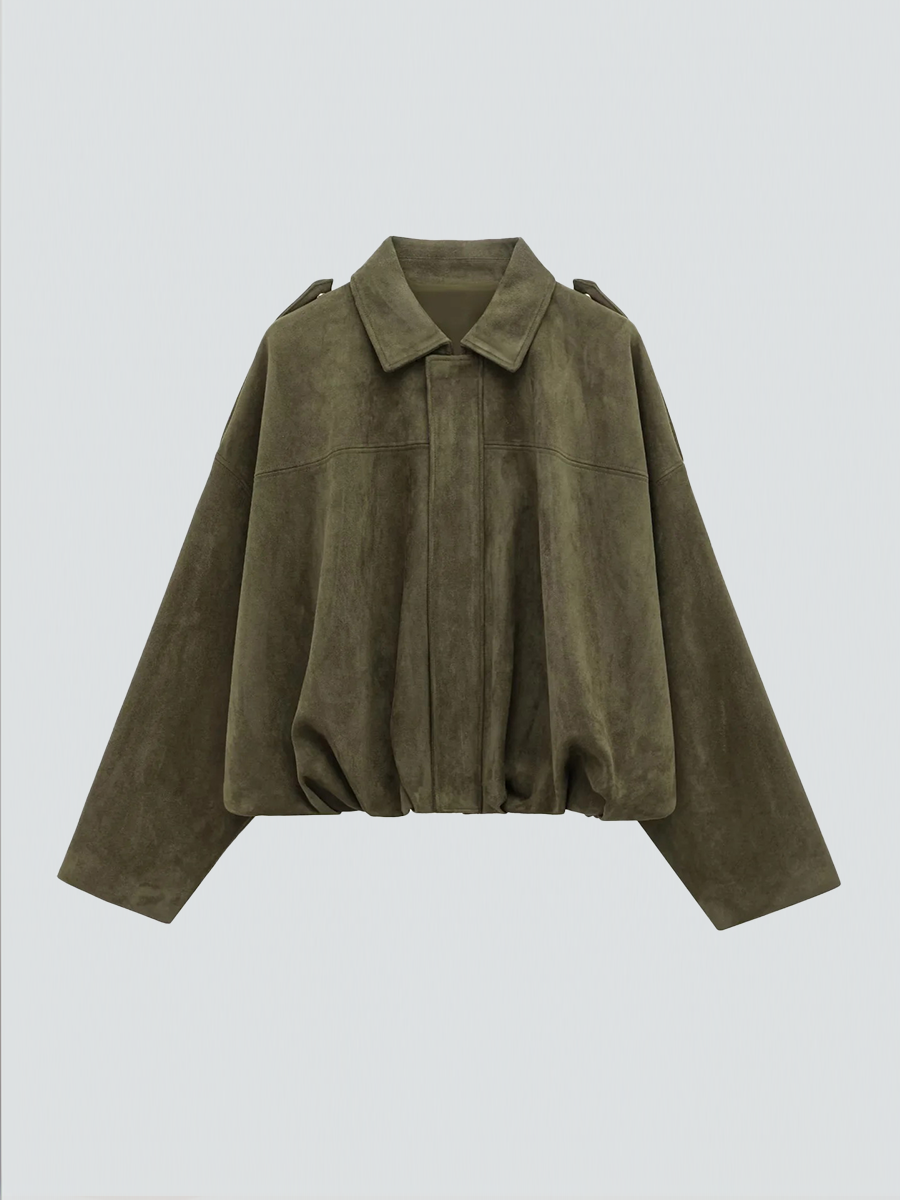 Veste femme oversize effet suédé coupe ample pour style urbain quotidien