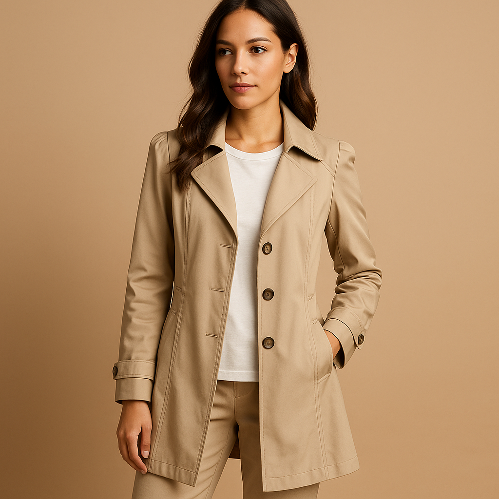 Trenchcoat Élégant Femme À Boutonnage Classique