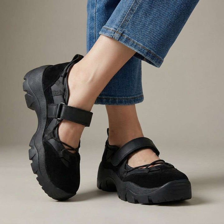 Chaussures confort femme à bride réglable et semelle épaisse