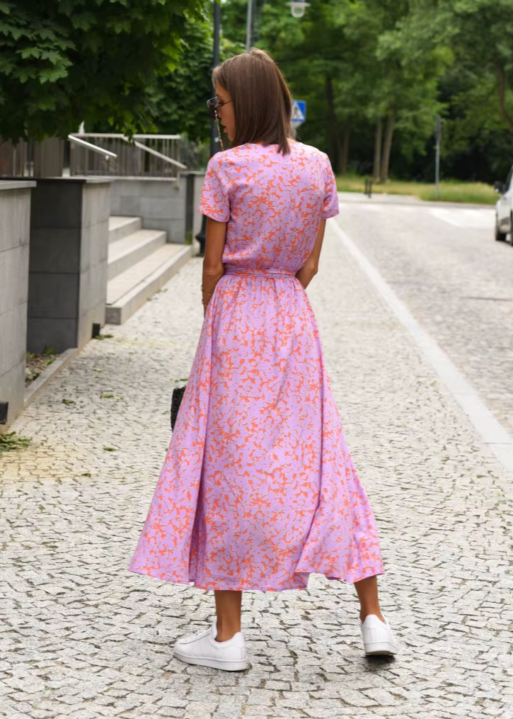 Robe Femme Été Florale Coupe Portefeuille Fluide Élégante