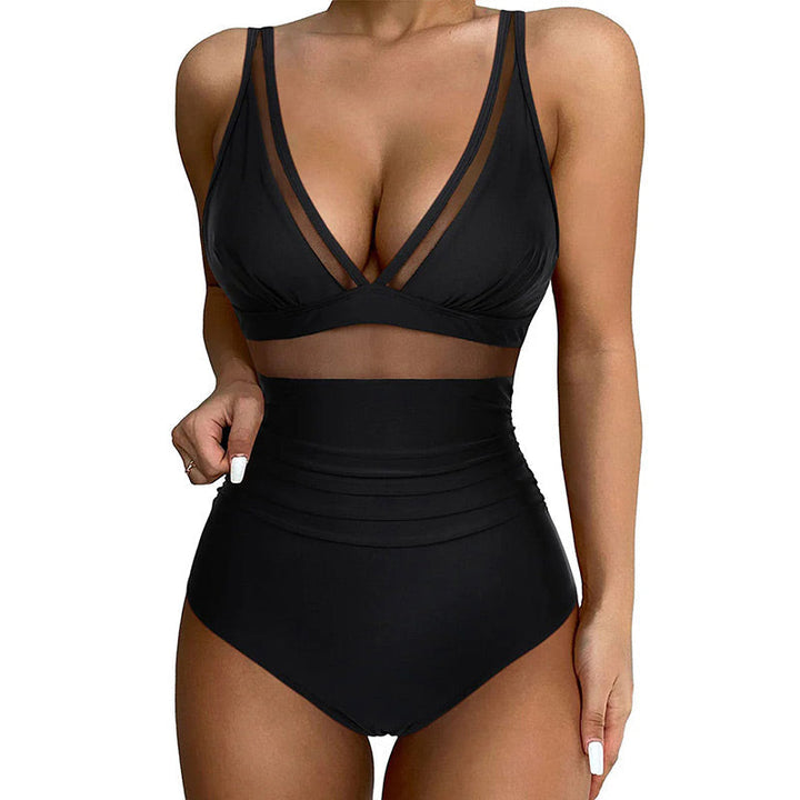 Maillot De Bain Femme Une Pièce Maille Transparente Taille Haute Plage