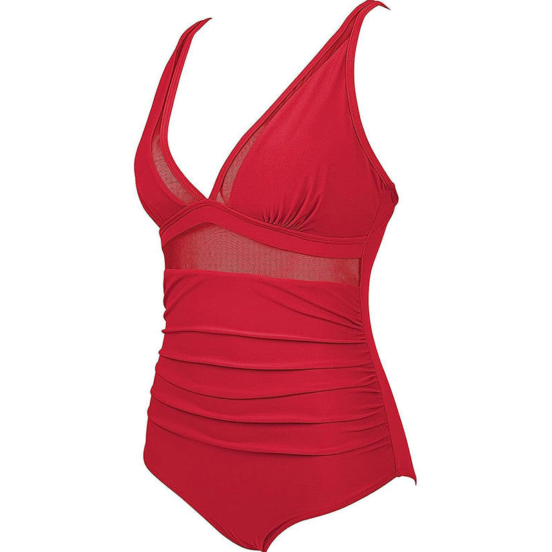Maillot De Bain Femme Une Pièce Maille Transparente Taille Haute Plage