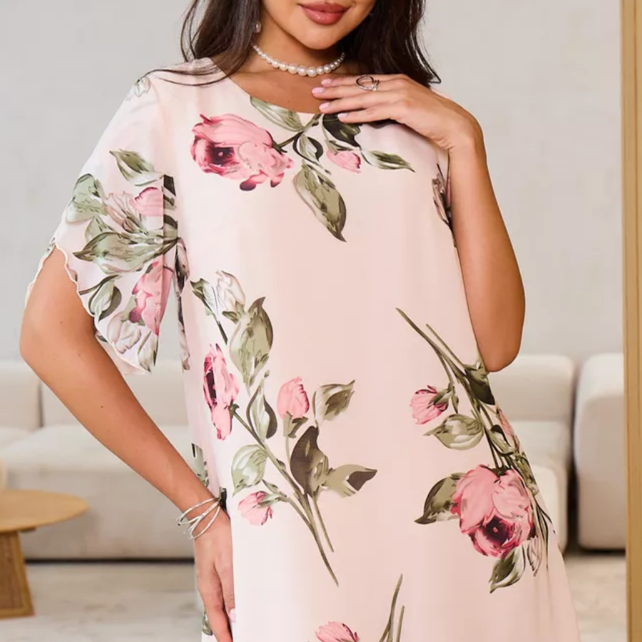 Robe Femme Mousseline Imprimée Coupe A Fluide Élégante Été