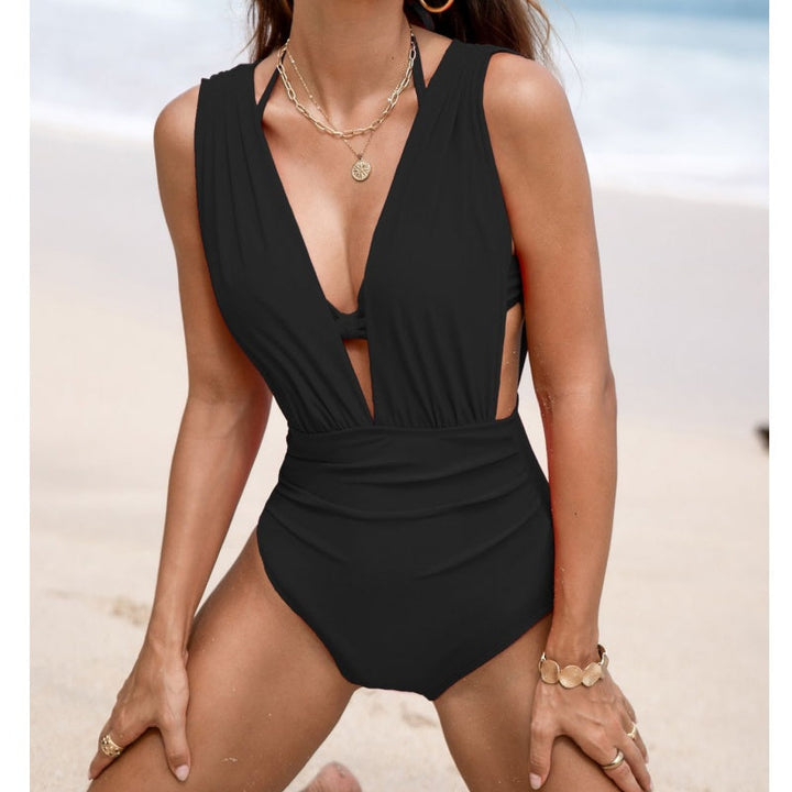Maillot De Bain Femme Deux Pièces Nœud Frontal Tissu Extensible