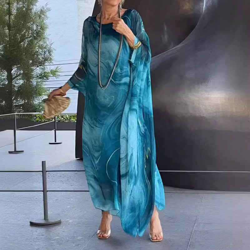 Robe Femme Longue Chiffon Fluide Ample Élégante Été Confort