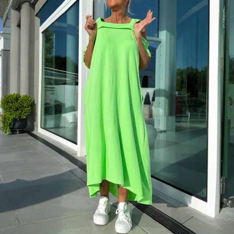 Robe Femme Maxi Épaules Dénudées Coupe Ample Fluide Style Été