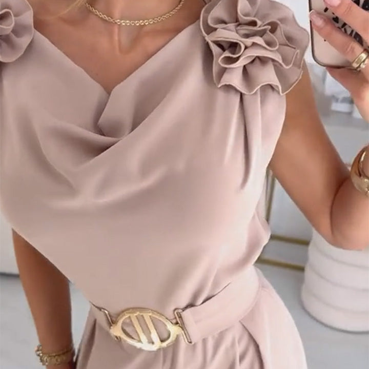 Combinaison femme élégante à fleurs 3D et jambes larges