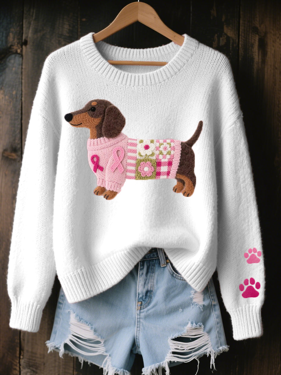 Pull Femme Motif Teckel | Maille Douce et Originale