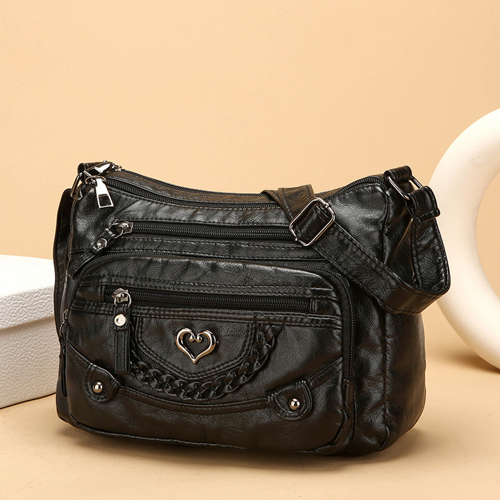 Sac Bandoulière Femme Multipoches en PU Souple Style Quotidien
