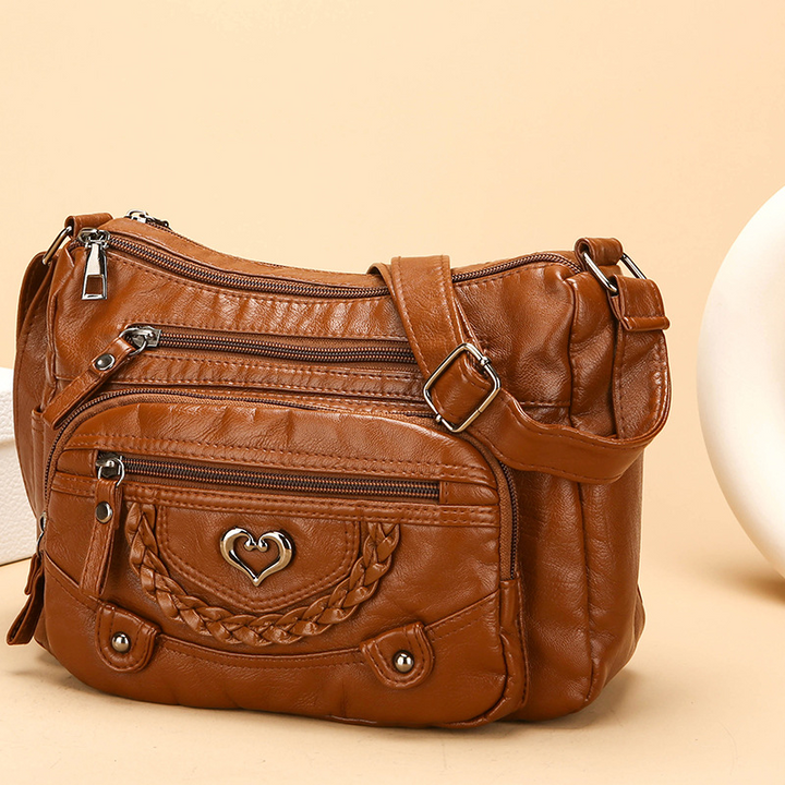 Sac Bandoulière Femme Multipoches en PU Souple Style Quotidien