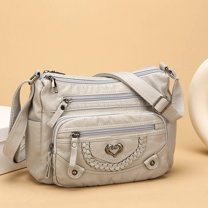 Sac Bandoulière Femme Multipoches en PU Souple Style Quotidien