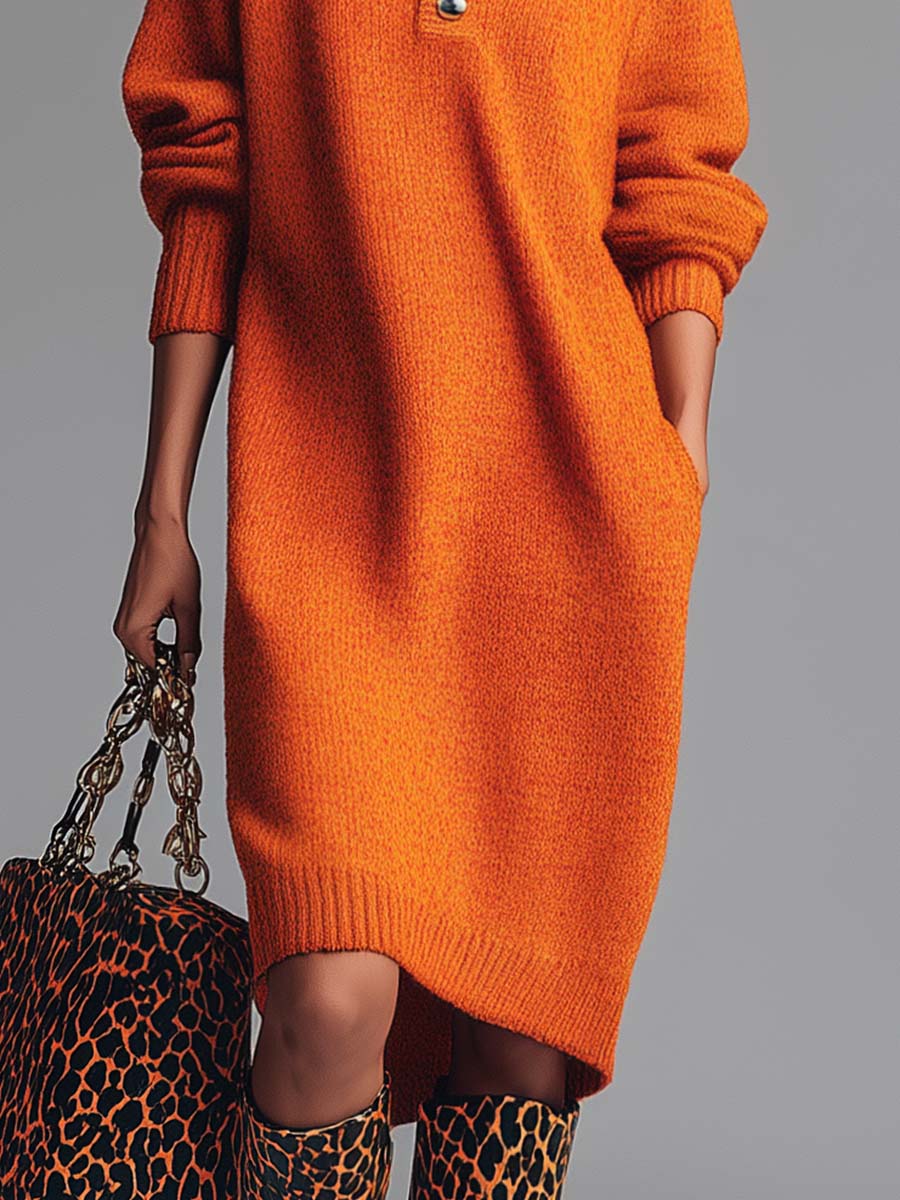 DELACROIX | ROBE PULL À COL BOUTONNÉ